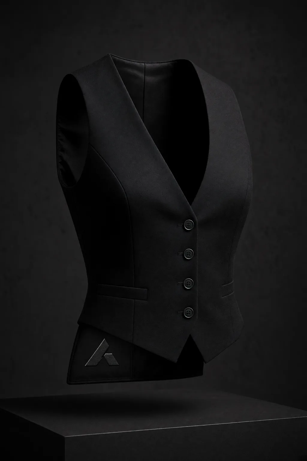 Facade, Deep-V cropped waistcoat with sculpted internal support, pointed hem and open low back