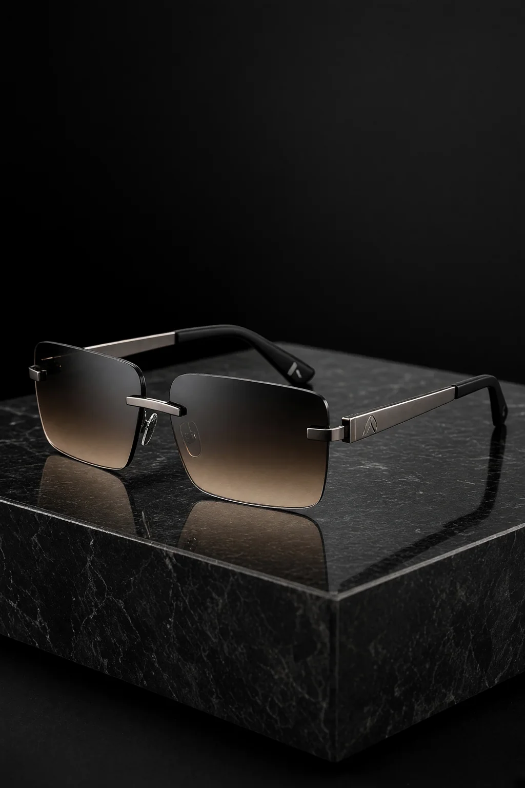 Glaze, Truly frameless rectangular shield with softly squared corners and knife-edge temples