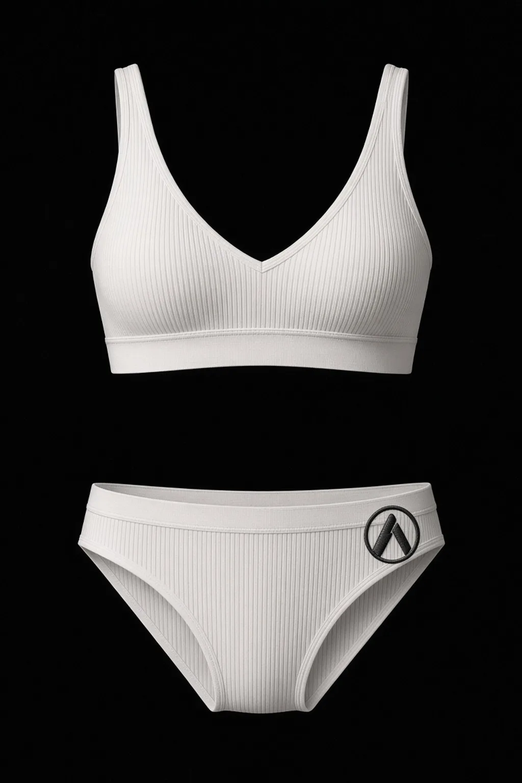 Lath, White cotton athletic base-layer set — V-neckline bralette and low-rise brief