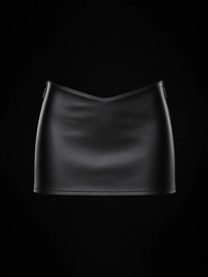 Reveal, Ultra-low-rise leather mini skirt with a clean micro hem and shallow front V