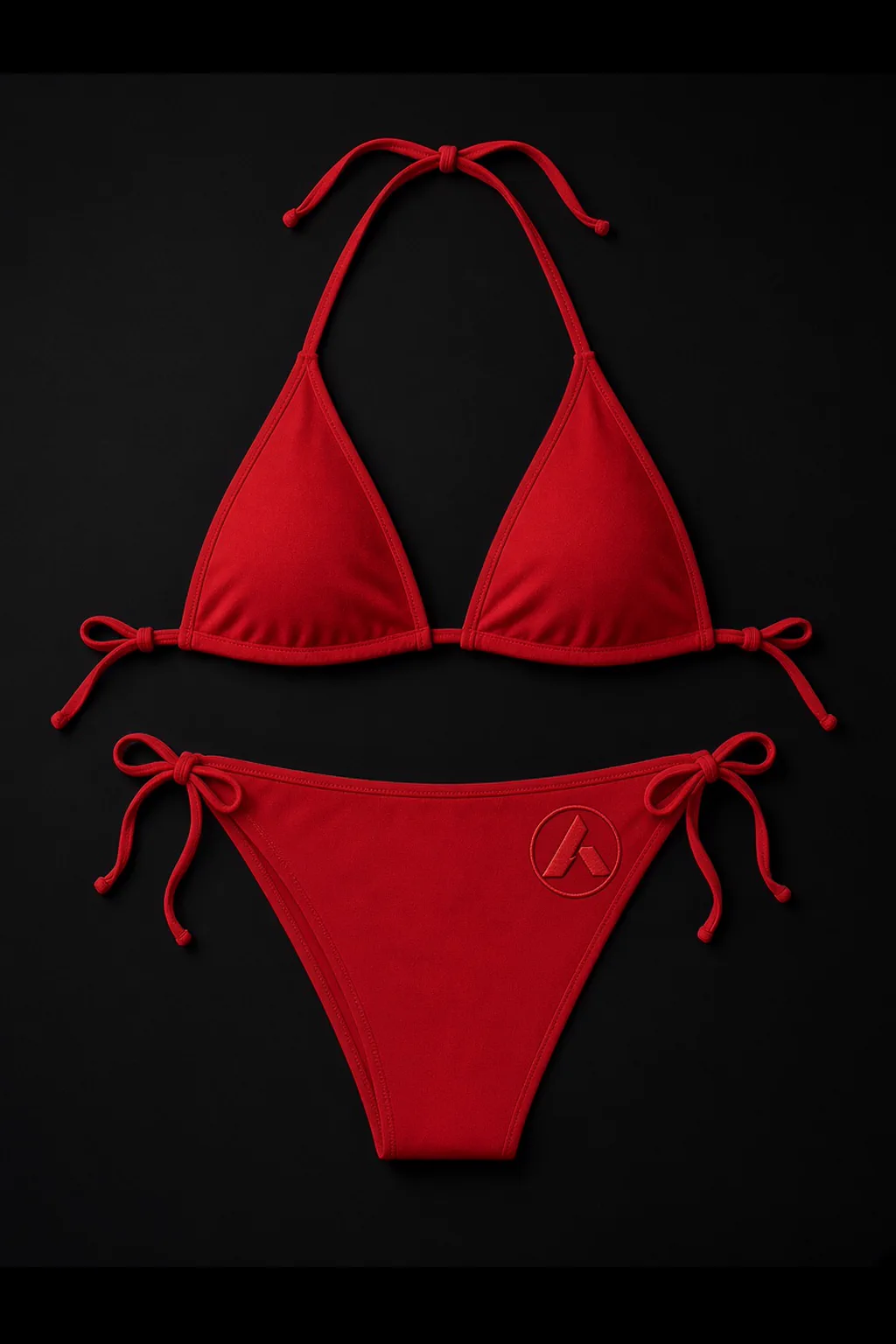 Signal, Neon-red triangle halter and low-rise tie-side bikini